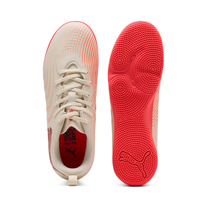 Puma Kinderhallenfußballschuhe Future 9 Play IT, Sugared Almond-PUMA White-Ultra Red-PUMA Black