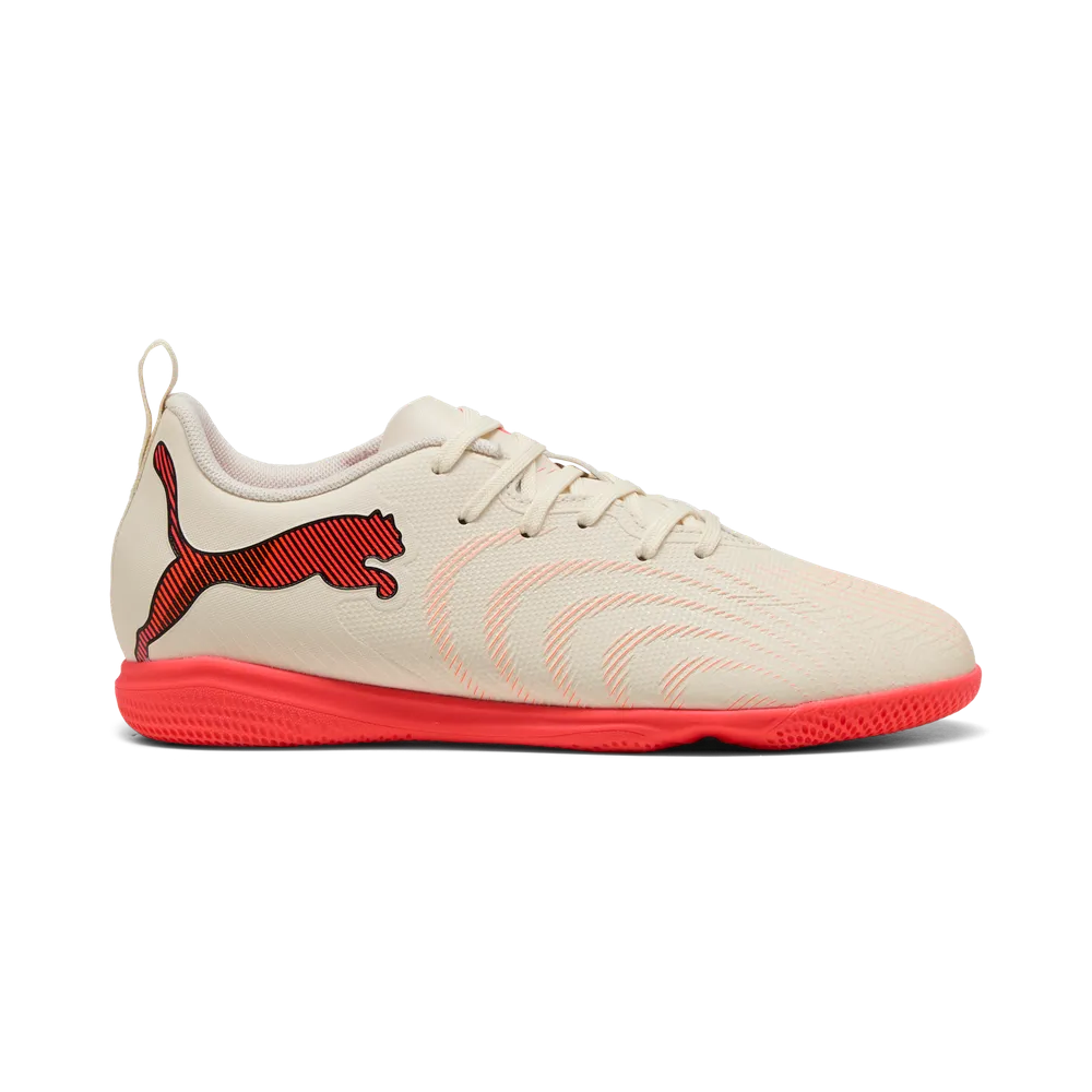 Puma Kinderhallenfußballschuhe Future 9 Play IT, Sugared Almond-PUMA White-Ultra Red-PUMA Black – Bild 