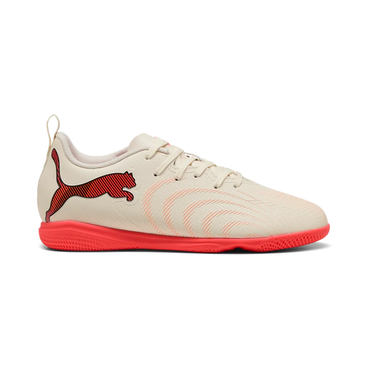 Puma Kinderhallenfußballschuhe Future 9 Play IT, Sugared Almond-PUMA White-Ultra Red-PUMA Black – rot / 28