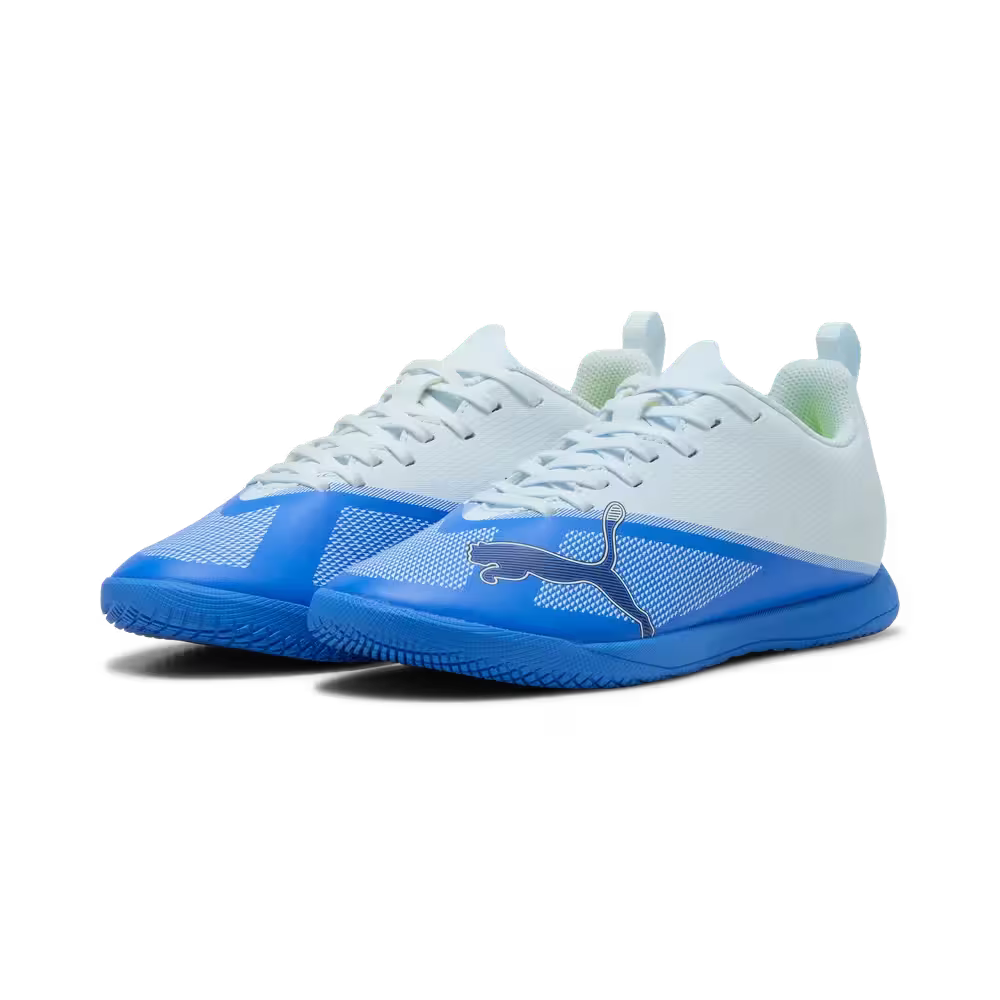 Puma Kinderhallenfußballschuhe Ultra 7 Play IT, Ultra Blue-Icy Blue-PUMA Black-Lime Squeeze