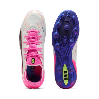Puma Fußballschuhe King 20 Ultimate FG/AG, White-Poison Pink-Bright Aqua