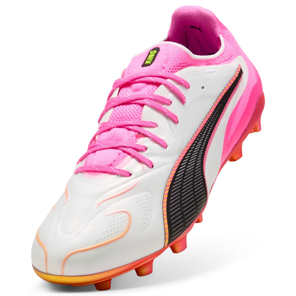 Puma Fußballschuhe King 20 Ultimate FG/AG, White-Poison Pink-Bright Aqua