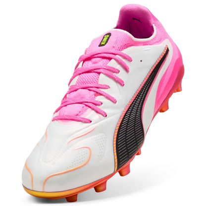 Puma Fußballschuhe King 20 Ultimate FG/AG, White-Poison Pink-Bright Aqua