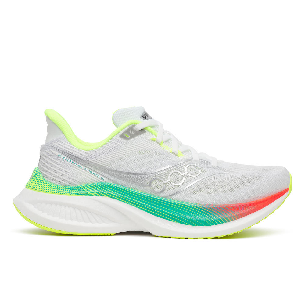 Saucony Damenlaufschuhe Endorphin Speed 5, white/multi – Bild 