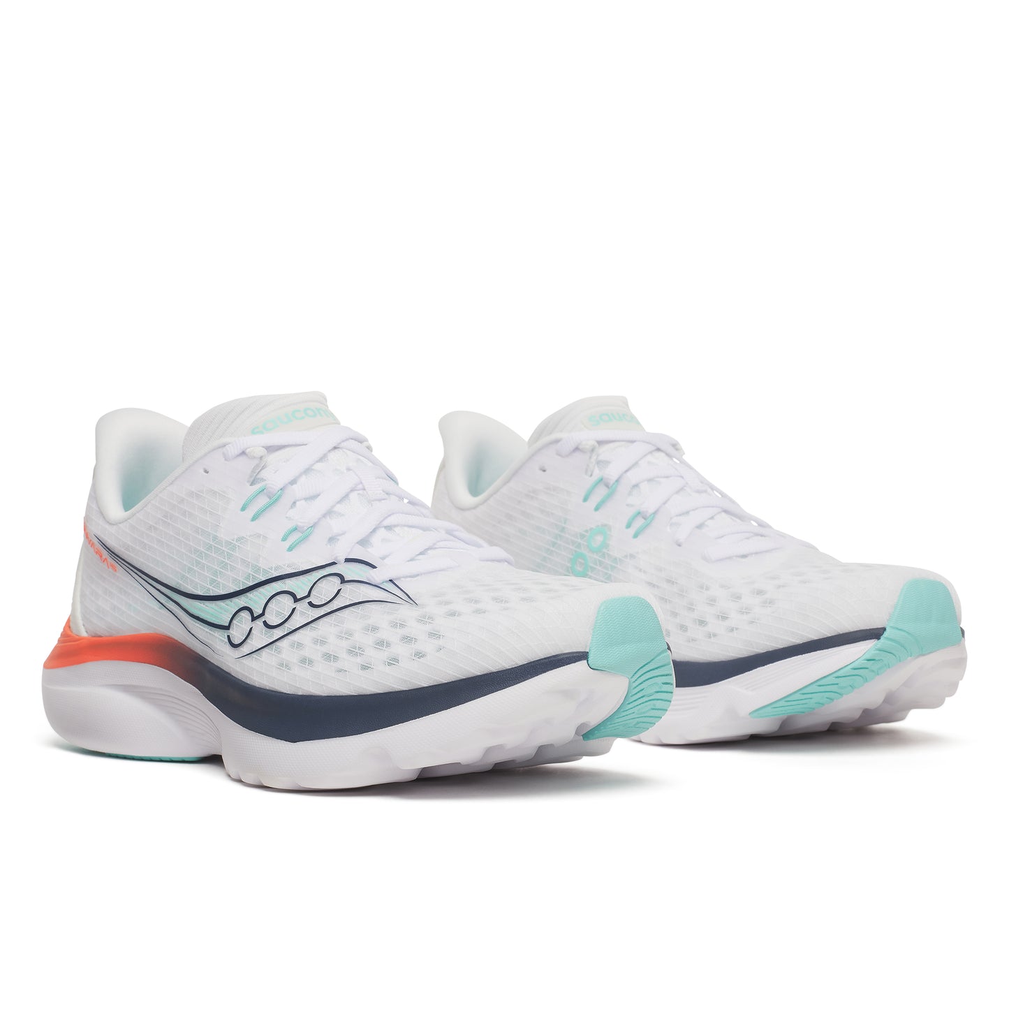 Saucony Damenlaufschuhe Kinvara 16, leichter Laufschuh für schnelle Läufe und flexibles Alltagstraining, white/navy, Größe 38 - machsport