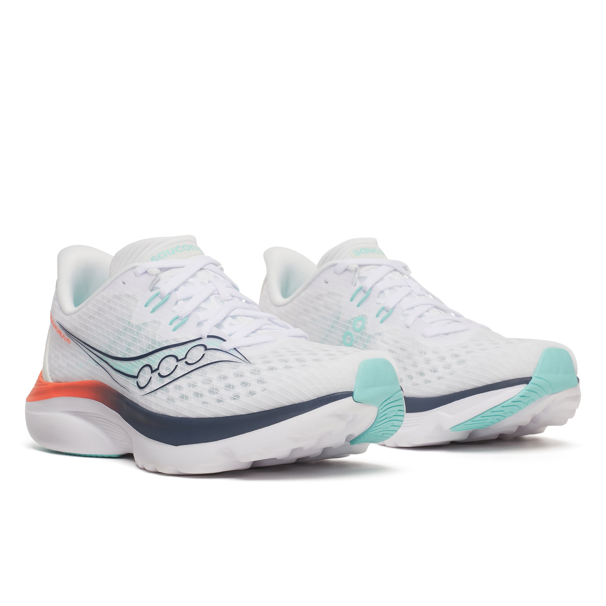 Saucony Damenlaufschuhe Kinvara 16, leichter Laufschuh für schnelle Läufe und flexibles Alltagstraining, white/navy, Größe 38 - machsport – Bild 