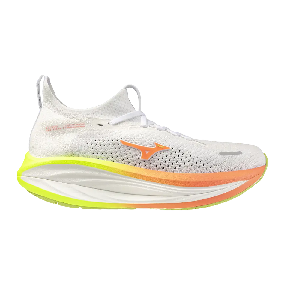 Mizuno Damenlaufschuhe Neo Vista 3, White/flamingo Coral/lime Pulp