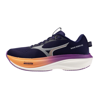 Mizuno Damenlaufschuhe Wave Rider 30, Rhodonite/white/firecracker