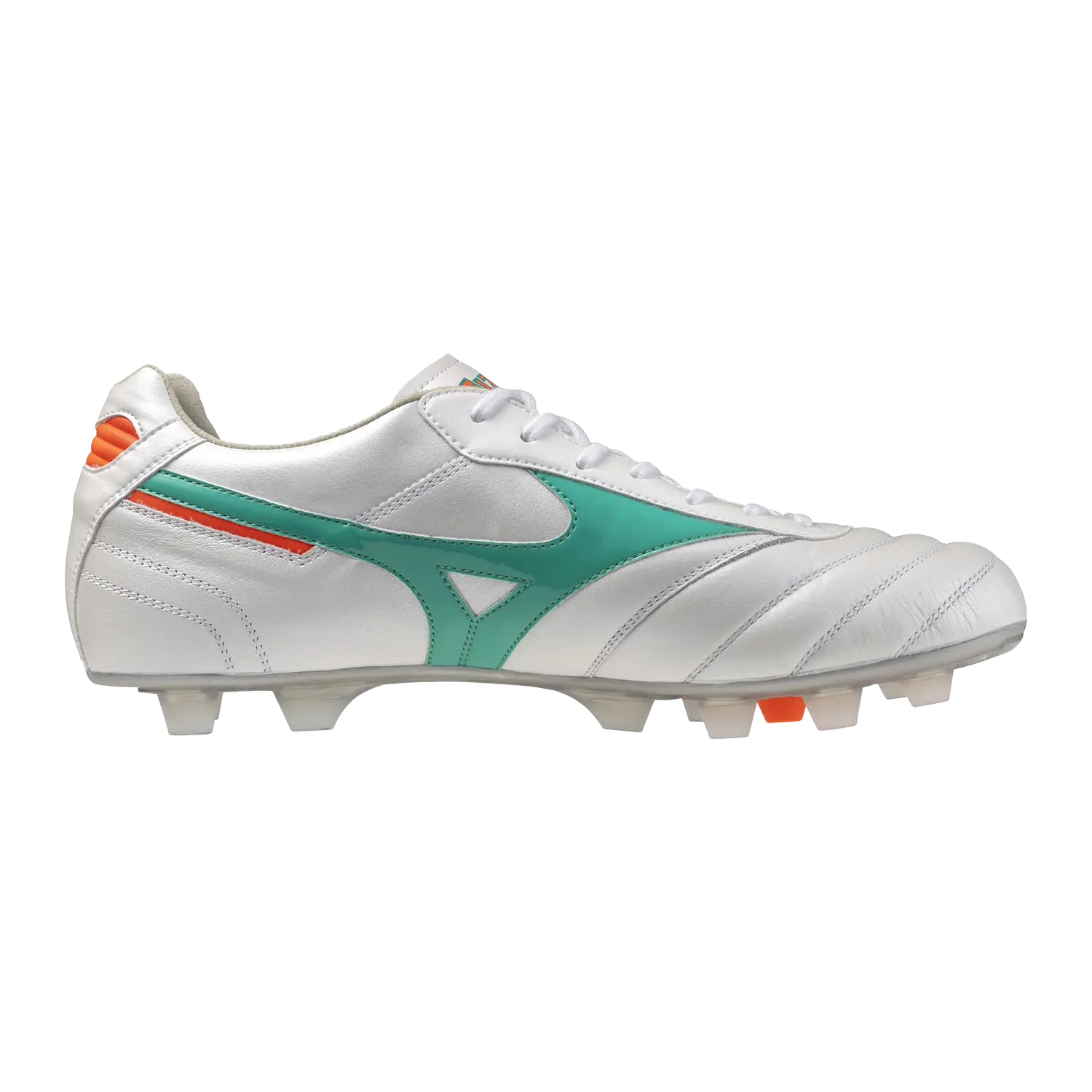 Mizuno Fußballschuhe Morelia II Elite, White/arcadia/lava Orange – Bild 