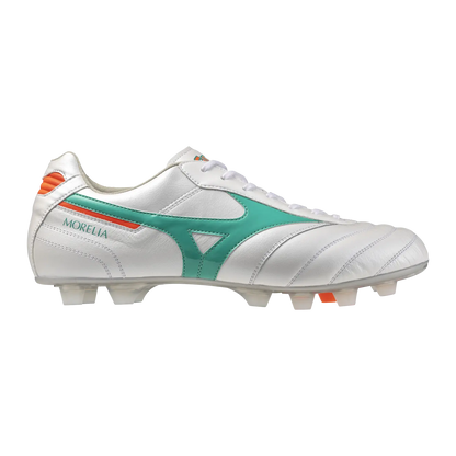 Mizuno Fußballschuhe Morelia II Elite, White/arcadia/lava Orange
