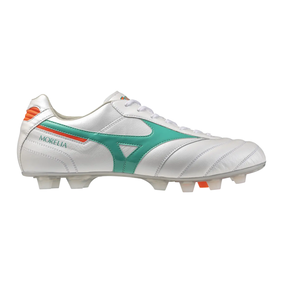 Mizuno Fußballschuhe Morelia II Elite, White/arcadia/lava Orange