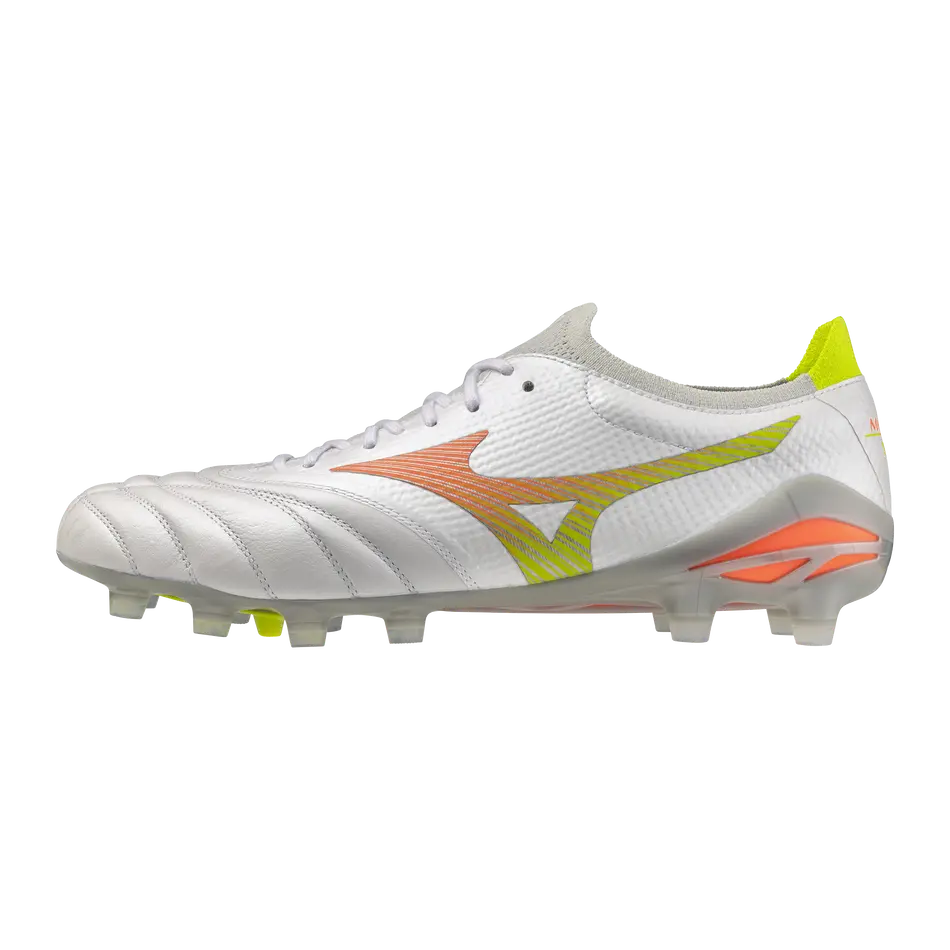 Mizuno Fußballschuhe Morelia Neo V B Elite, White/lava Orange/evening Primrose