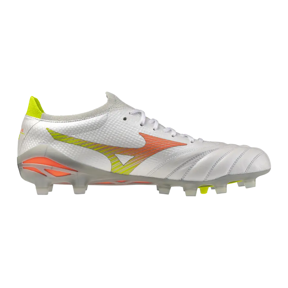Mizuno Fußballschuhe Morelia Neo V B Elite, White/lava Orange/evening Primrose – Bild 