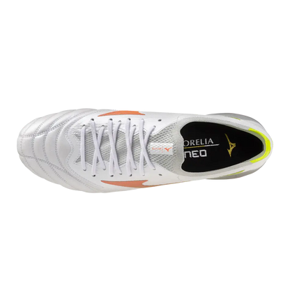 Mizuno Fußballschuhe Morelia Neo V B Elite, White/lava Orange/evening Primrose