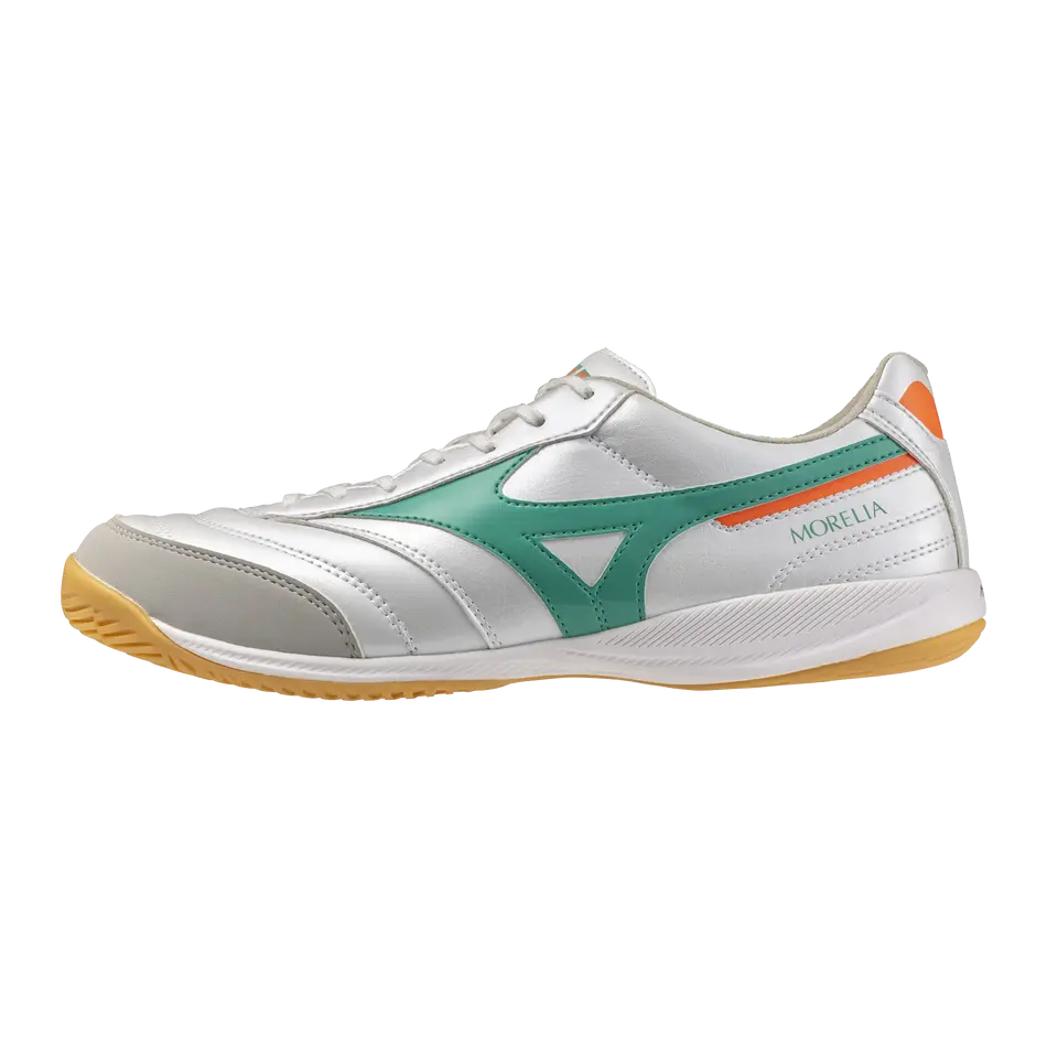 Mizuno Hallenfußballschuhe Morelia Sala Pro IN, White/arcadia/lava Orange – Bild 