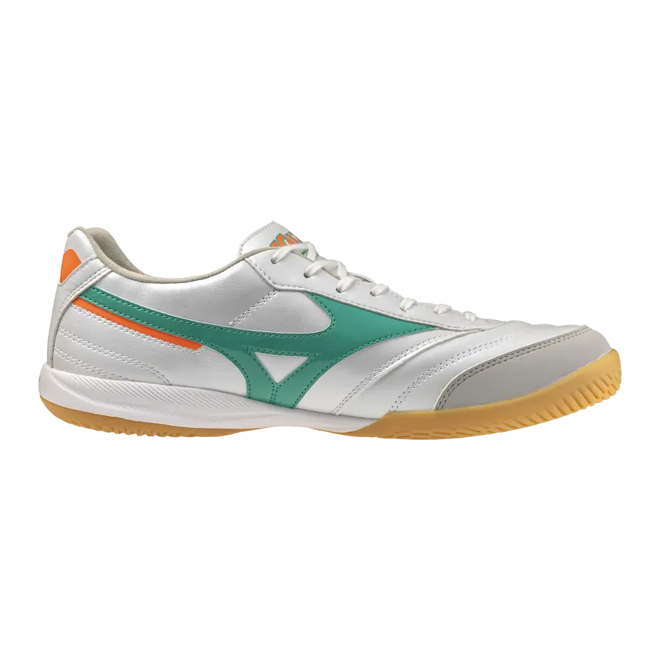 Mizuno Hallenfußballschuhe Morelia Sala Pro IN, White/arcadia/lava Orange – Bild 
