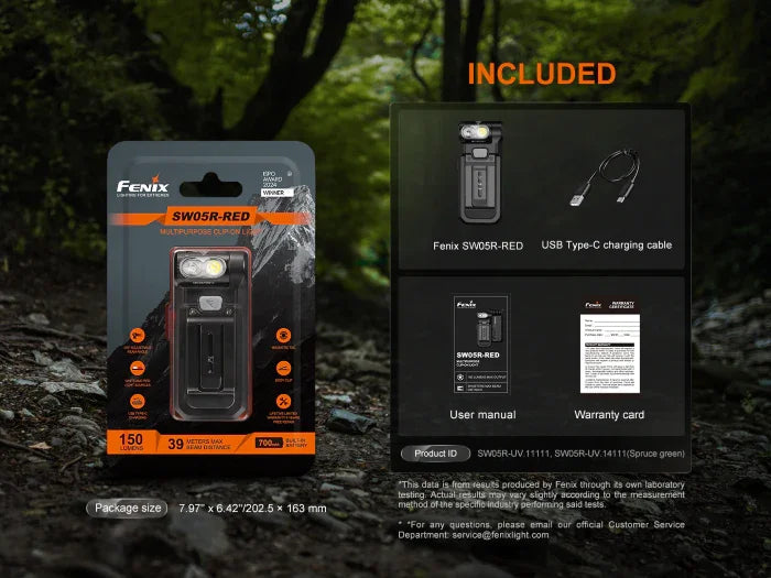 Fenix SW05R-RED kompakte Taschenlampe mit weißem und rotem Licht, 150 Lumen (Weißlicht) – Bild 