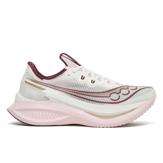 Saucony Damenlaufschuhe Endorphin Pro 5, ivory/silk – weiß/rosa/bordeaux / 38,5