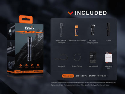 Fenix TK11R Kompakte Militär- und Einsatz-Taschenlampe, 1600 Lumen