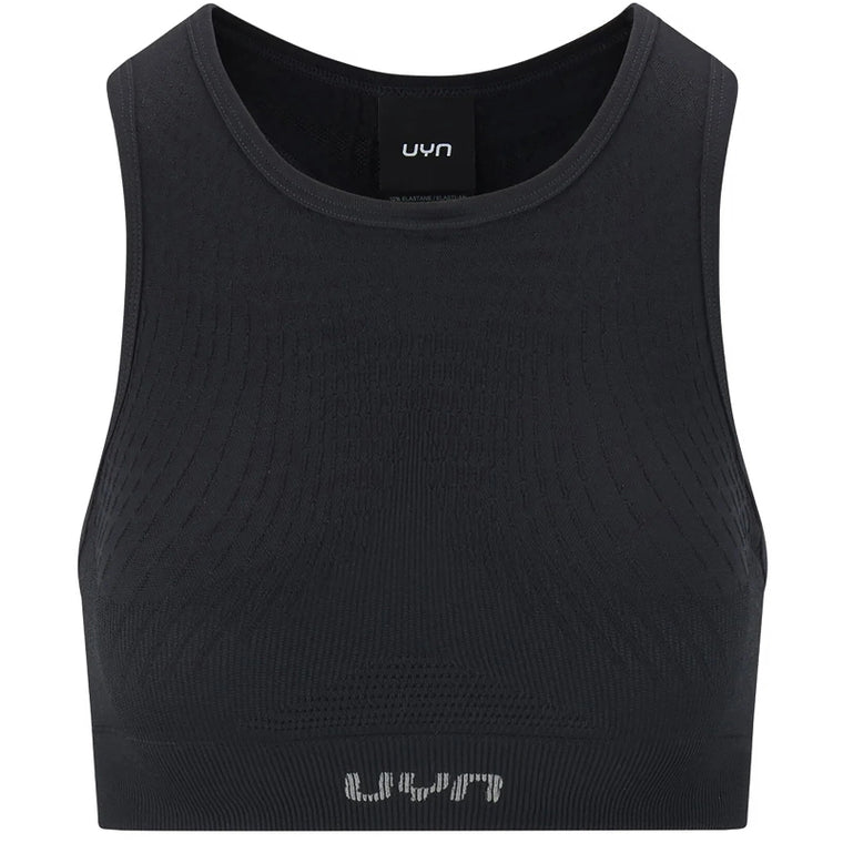 Uyn Damen Sport-BH Running Kymra Schwarz, atmungsaktiver Running Sport-BH mit stabilem Halt