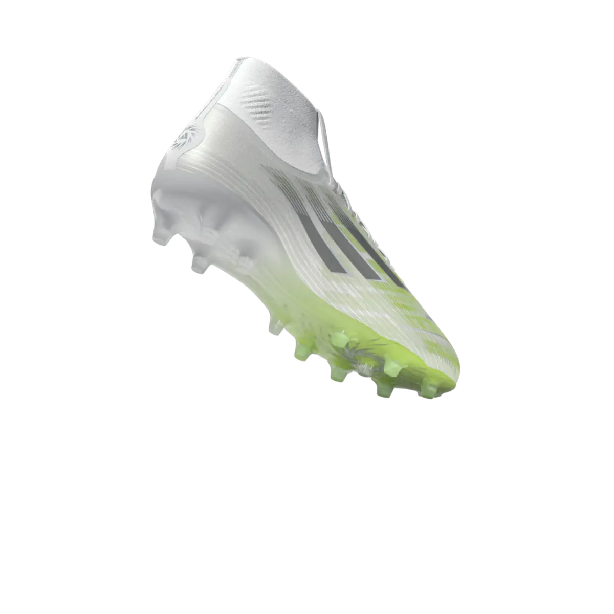Adidas Fußballschuhe F50 Sparkfusion Pro FG/AG auf Rasen und Kunstrasen, seitliche Ansicht mit transparentem Hintergrund. – Bild 