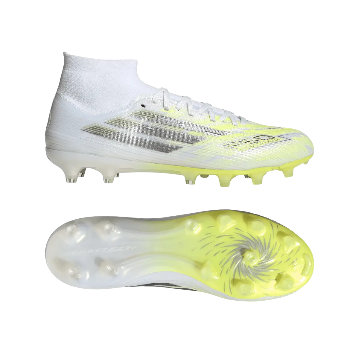 Adidas F50 Sparkfusion Pro Fußballschuhe für Rasen und Kunstrasen, seitliche Ansicht, mit transparentem Hintergrund. – Bild 