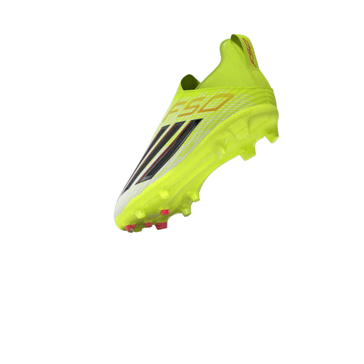 Adidas Kinderfußballschuhe F50 League LL FG/MG auf Rasen und Kunstrasen, seitliches Profil mit Schnürung