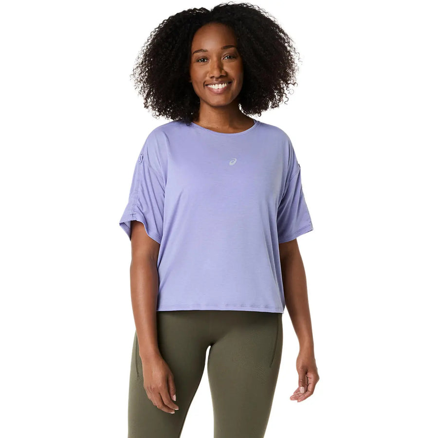 Asics Damenlaufshirt Nagino Run Adjustable SS Top, leichtes, atmungsaktives Laufshirt mit kurzen Ärmeln für Damen.