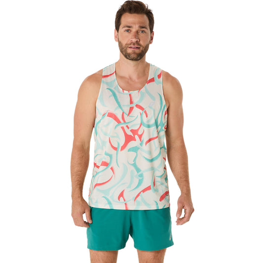 Asics Herrenlaufshirt Road All Over Print Singlet – beige / XL