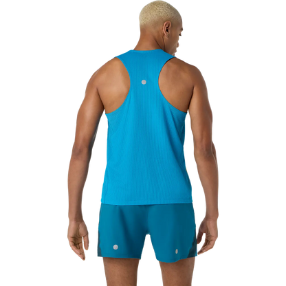 Asics Herrenlaufshirt Road Fade Singlet in Schwarz, sportliches Laufshirt aus atmungsaktivem Material, sichtbarer Logo-Print.
