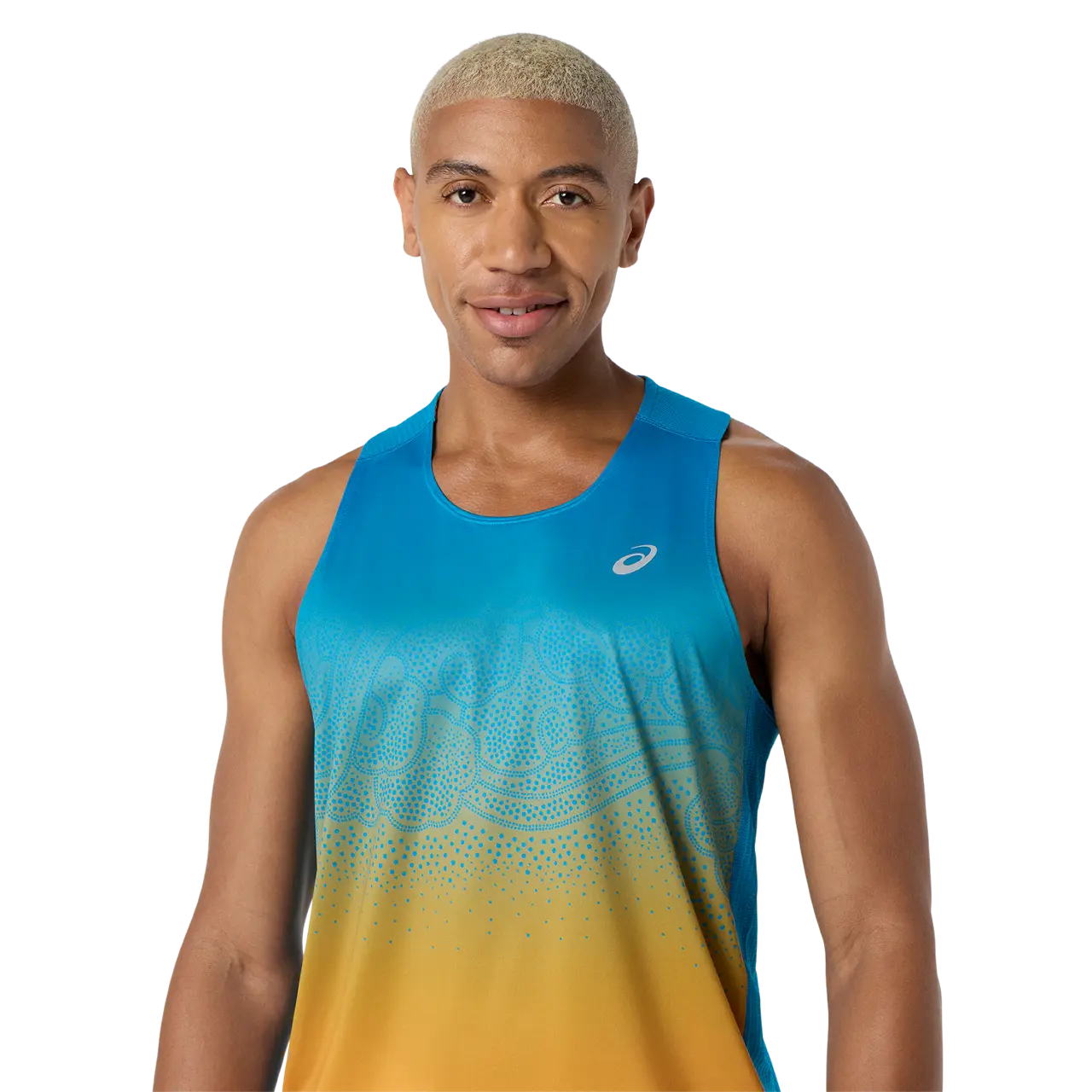 Asics Herrenlaufshirt Road Fade Singlet aus leichtem, atmungsaktivem Material, in grau mit sportlichem Design und reflektierenden Details