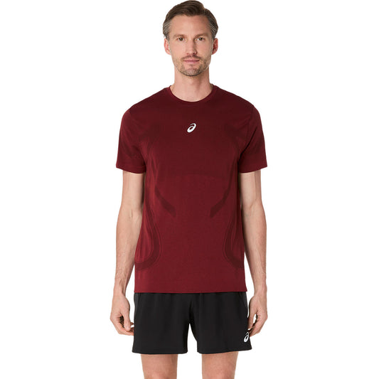 Asics Herrenshirt Road Seamless SS Top – dunkelrot / S