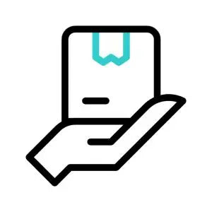 Produkt-Symbol mit Hand darunter