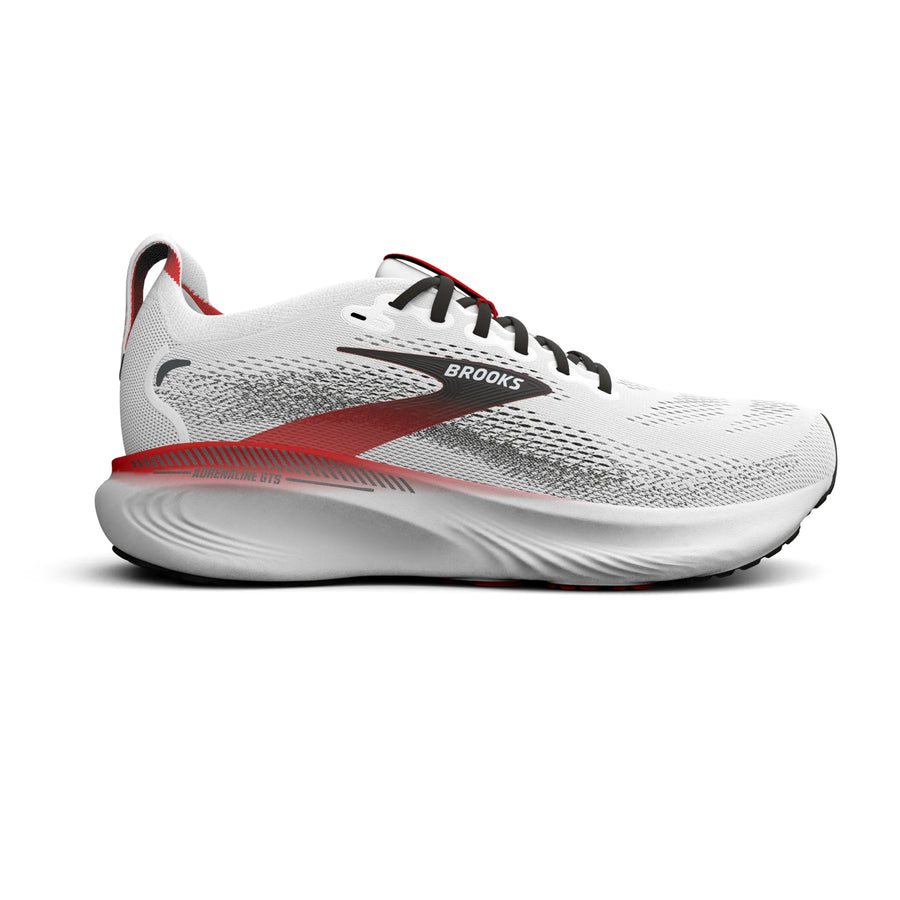 Brooks Herrenlaufschuhe Adrenaline GTS 25 White/Black/Red, Stabilitätsschuh mit GuideRails Support - machsport