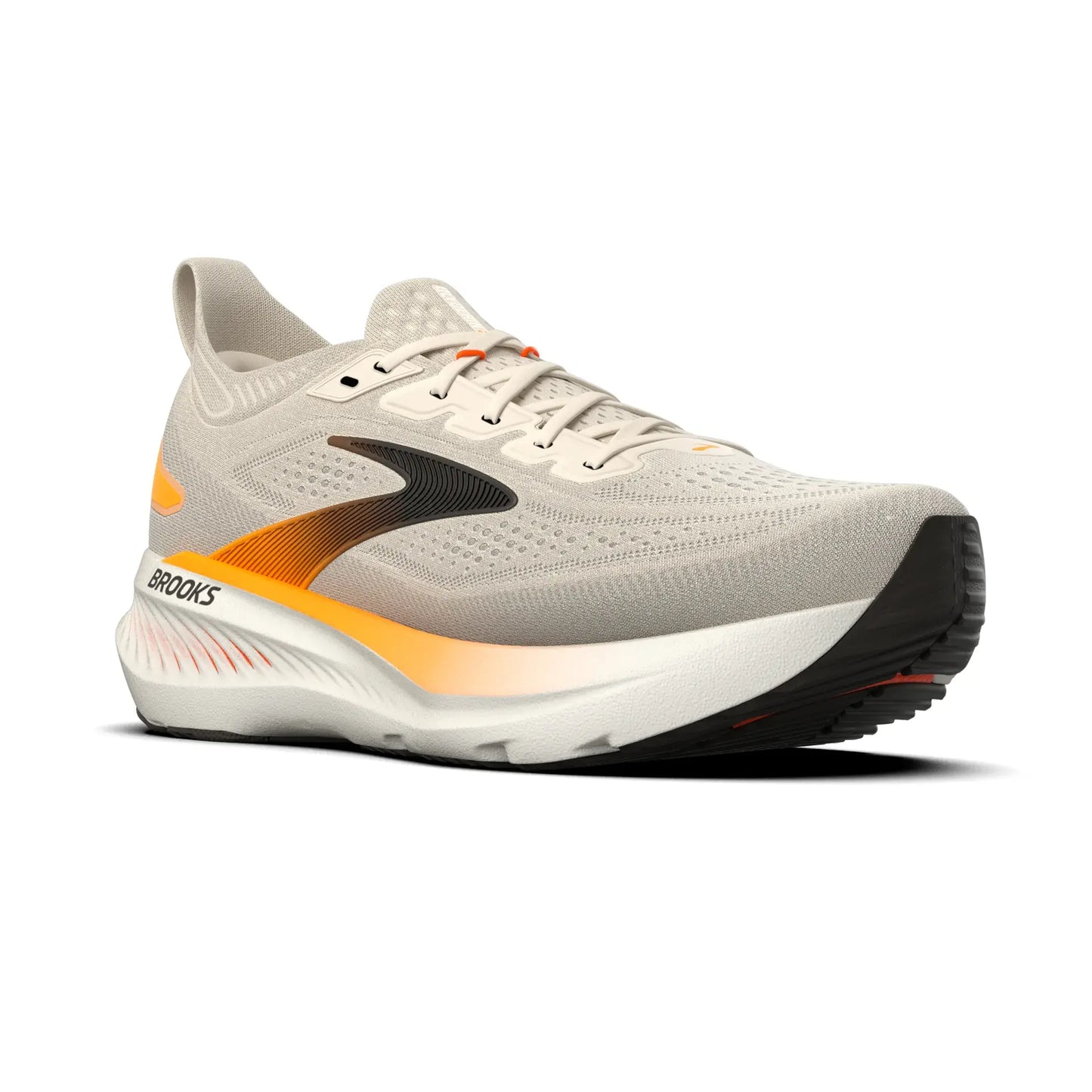 Brooks Herrenlaufschuhe Glycerin 23 Arctic Wolf/Angora/Orange, komfortabler Laufschuh für weiche Landungen