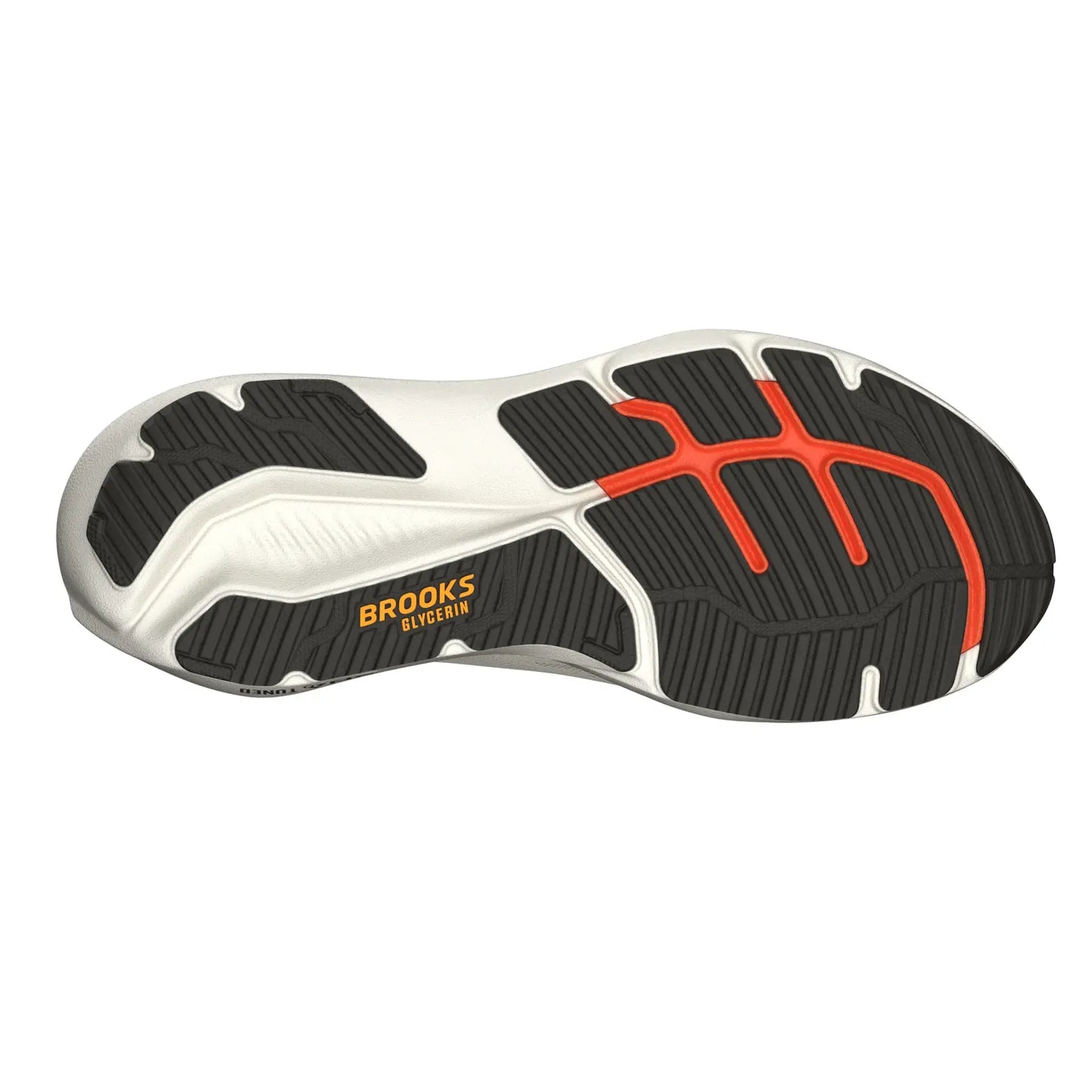 Brooks Herrenlaufschuhe Glycerin 23 Arctic Wolf/Angora/Orange, komfortabler Laufschuh für weiche Landungen