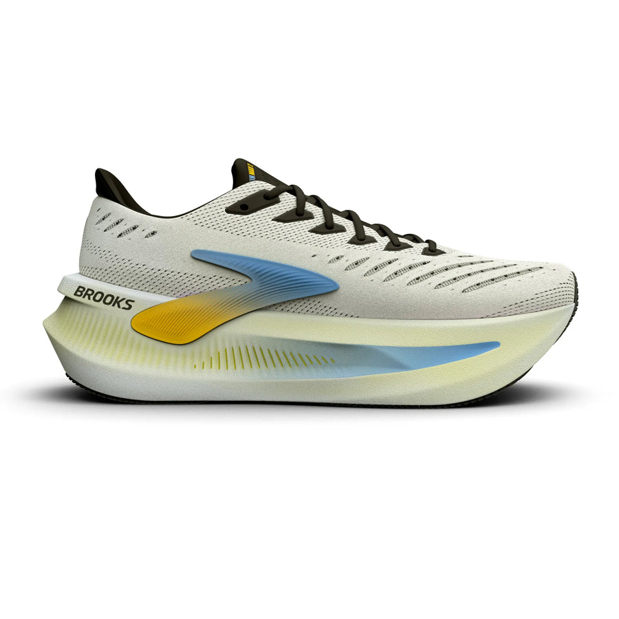 Brooks Herrenlaufschuhe Glycerin Max 2 Bright White/Black/Nightlife, maximal gedämpfter Laufschuh für Komfort und sanfte Übergänge - machsport