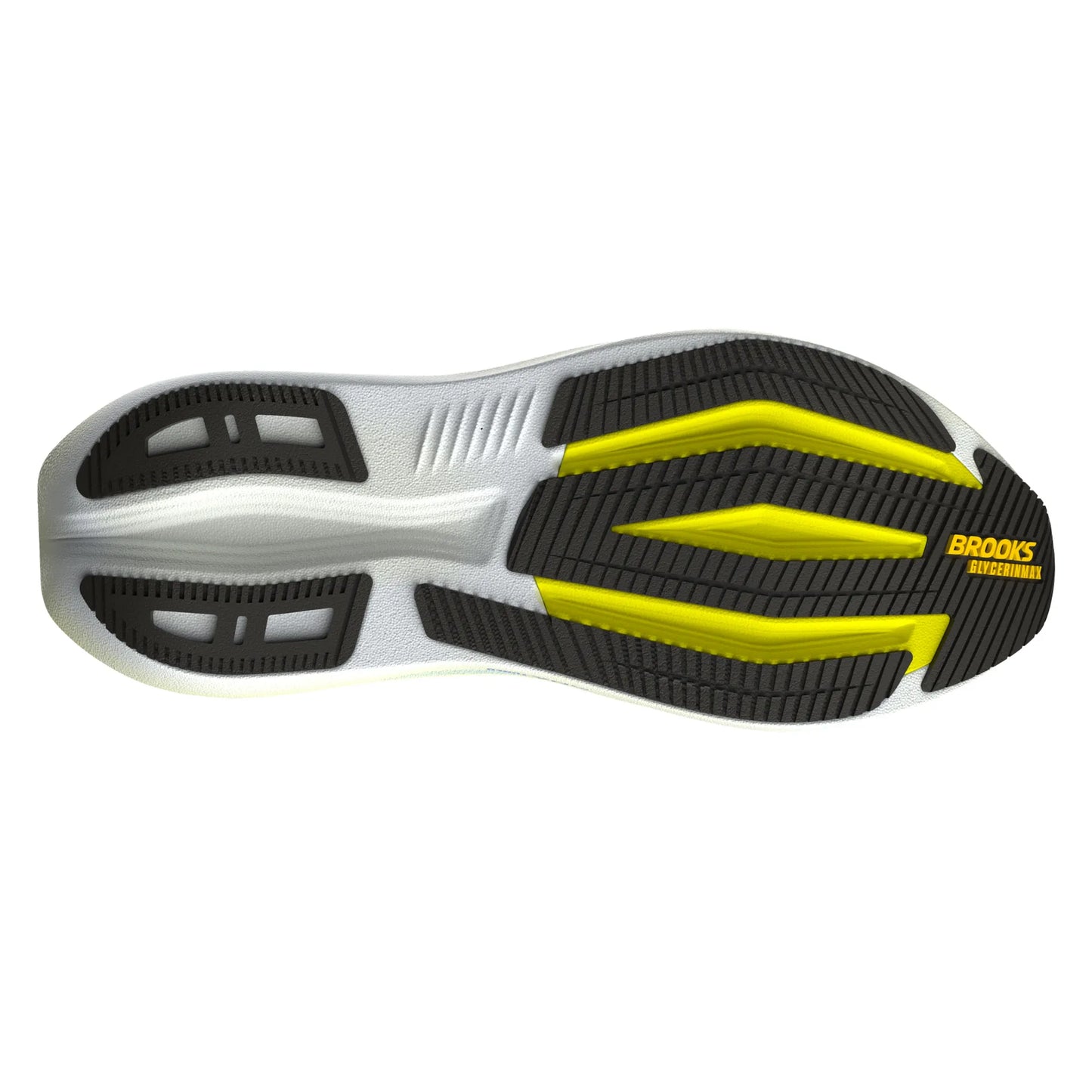 Brooks Herrenlaufschuhe Glycerin Max 2 Bright White/Black/Nightlife, maximal gedämpfter Laufschuh für Komfort und sanfte Übergänge - machsport