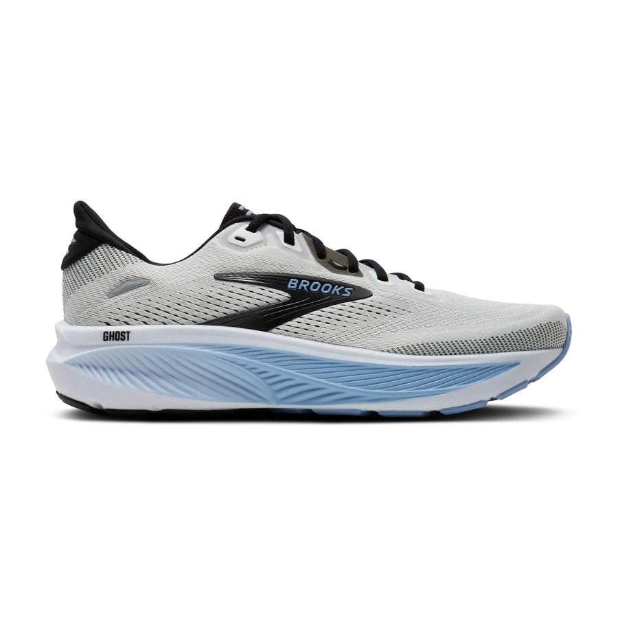 Brooks Herrenlaufschuhe Ghost 18 White/Black/Open Air, neutraler Straßenlaufschuh mit ausgewogener Dämpfung - machsport