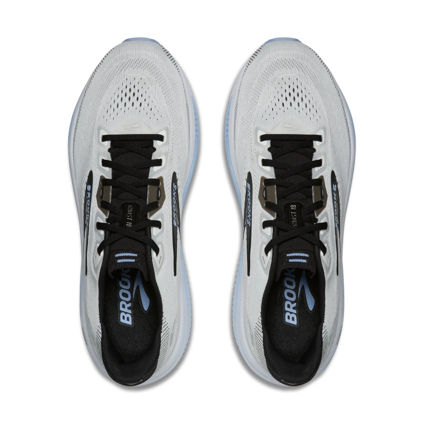 Brooks Herrenlaufschuhe Ghost 18 White/Black/Open Air, neutraler Straßenlaufschuh mit ausgewogener Dämpfung