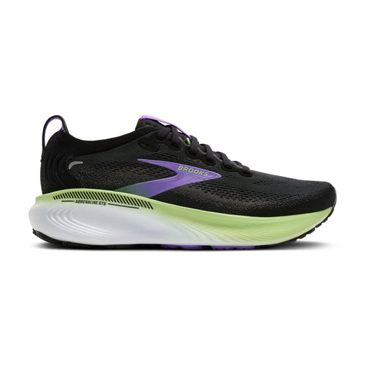 Brooks Damenlaufschuhe Adrenaline GTS 25 Black/Blackened Pearl/Purple, Stabilitätsschuh mit GuideRails Support – schwarz / 36