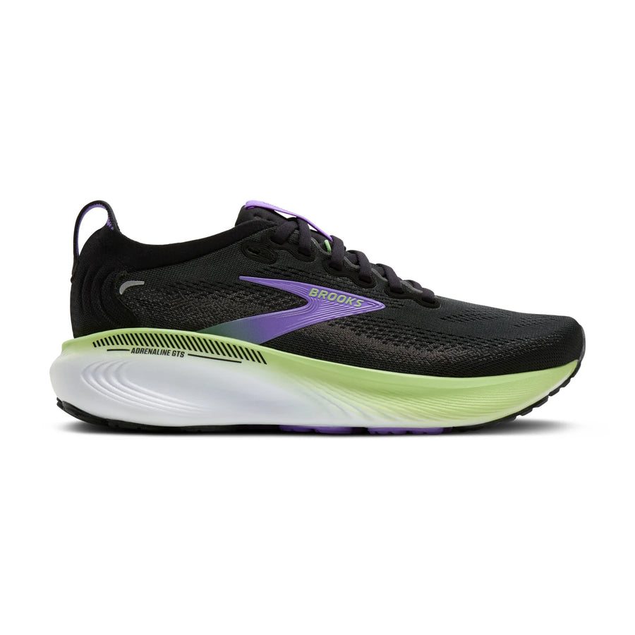 Brooks Damenlaufschuhe Adrenaline GTS 25 Black/Blackened Pearl/Purple, Stabilitätsschuh mit GuideRails Support - machsport