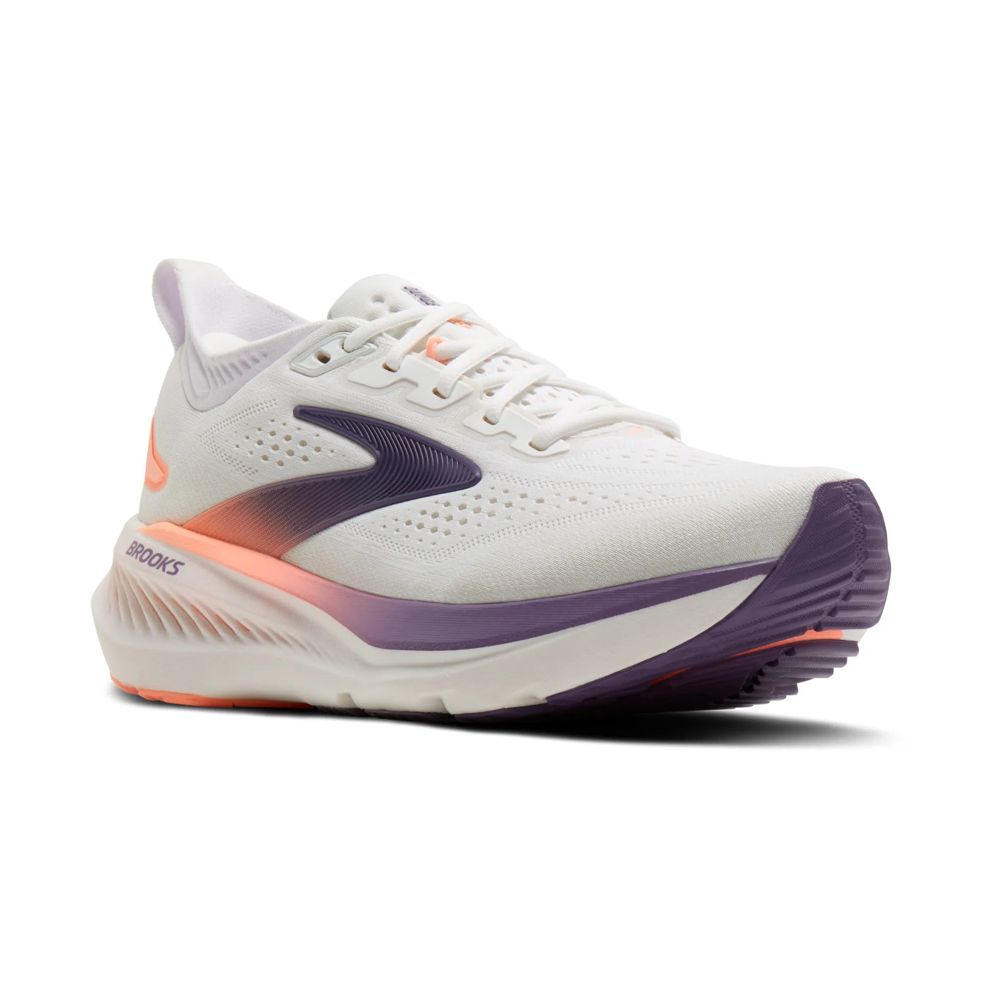 Brooks Damenlaufschuhe Glycerin 23 White/Mulled Grape/Clear, komfortabler Laufschuh für weiche Landungen – Bild 