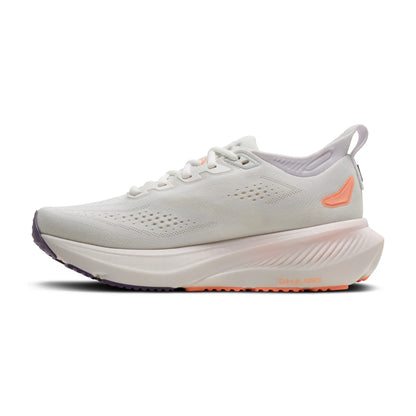 Brooks Damenlaufschuhe Glycerin 23 White/Mulled Grape/Clear, komfortabler Laufschuh für weiche Landungen