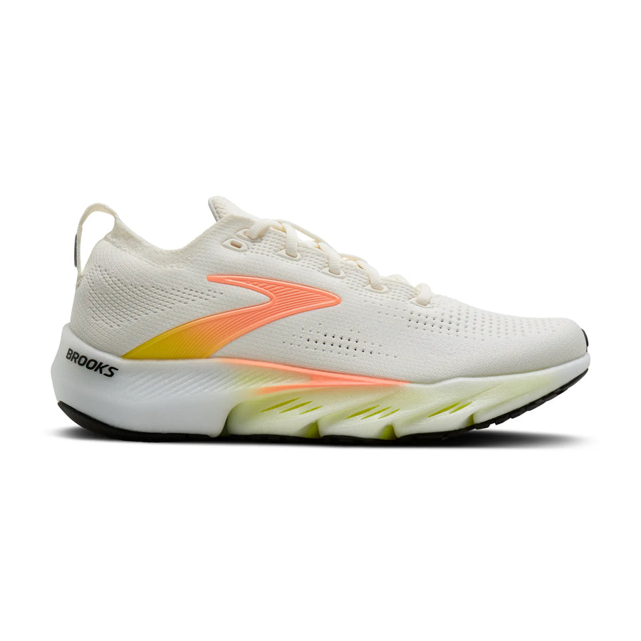 Brooks Damenlaufschuhe Glycerin Flex White/Peach/Nightlife, flexibler Laufschuh für Straße, Long Runs und Workouts - machsport