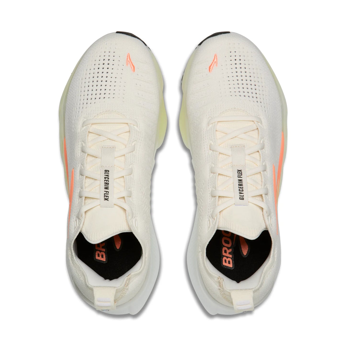 Brooks Damenlaufschuhe Glycerin Flex White/Peach/Nightlife, flexibler Laufschuh für Straße, Long Runs und Workouts