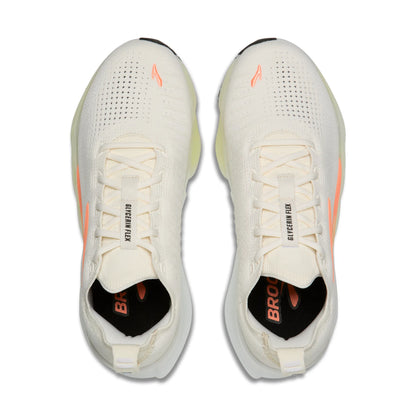 Brooks Damenlaufschuhe Glycerin Flex White/Peach/Nightlife, flexibler Laufschuh für Straße, Long Runs und Workouts