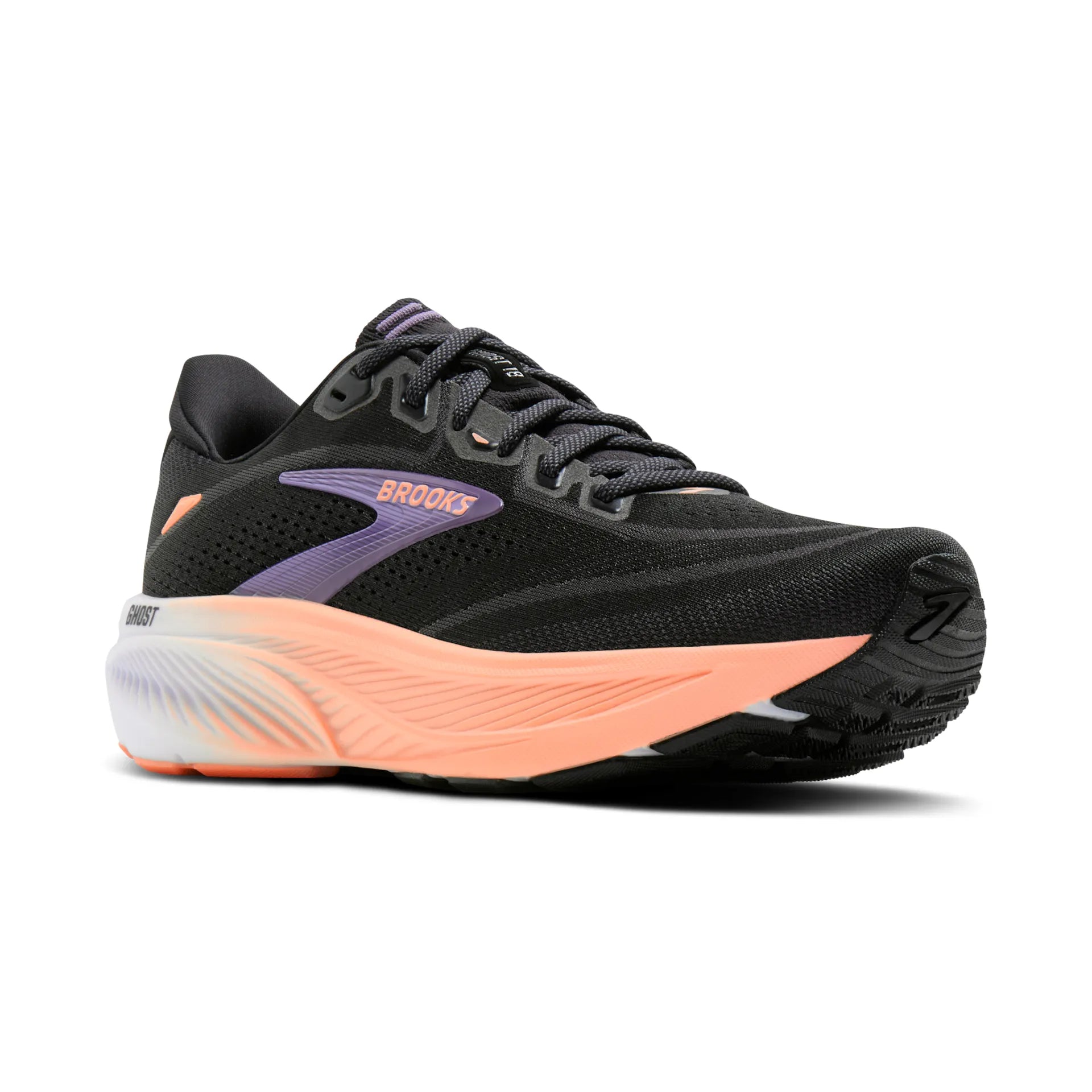 Brooks Damenlaufschuhe Ghost 18 Black/Mulled Grape/Peach, neutraler Straßenlaufschuh mit ausgewogener Dämpfung – Bild 