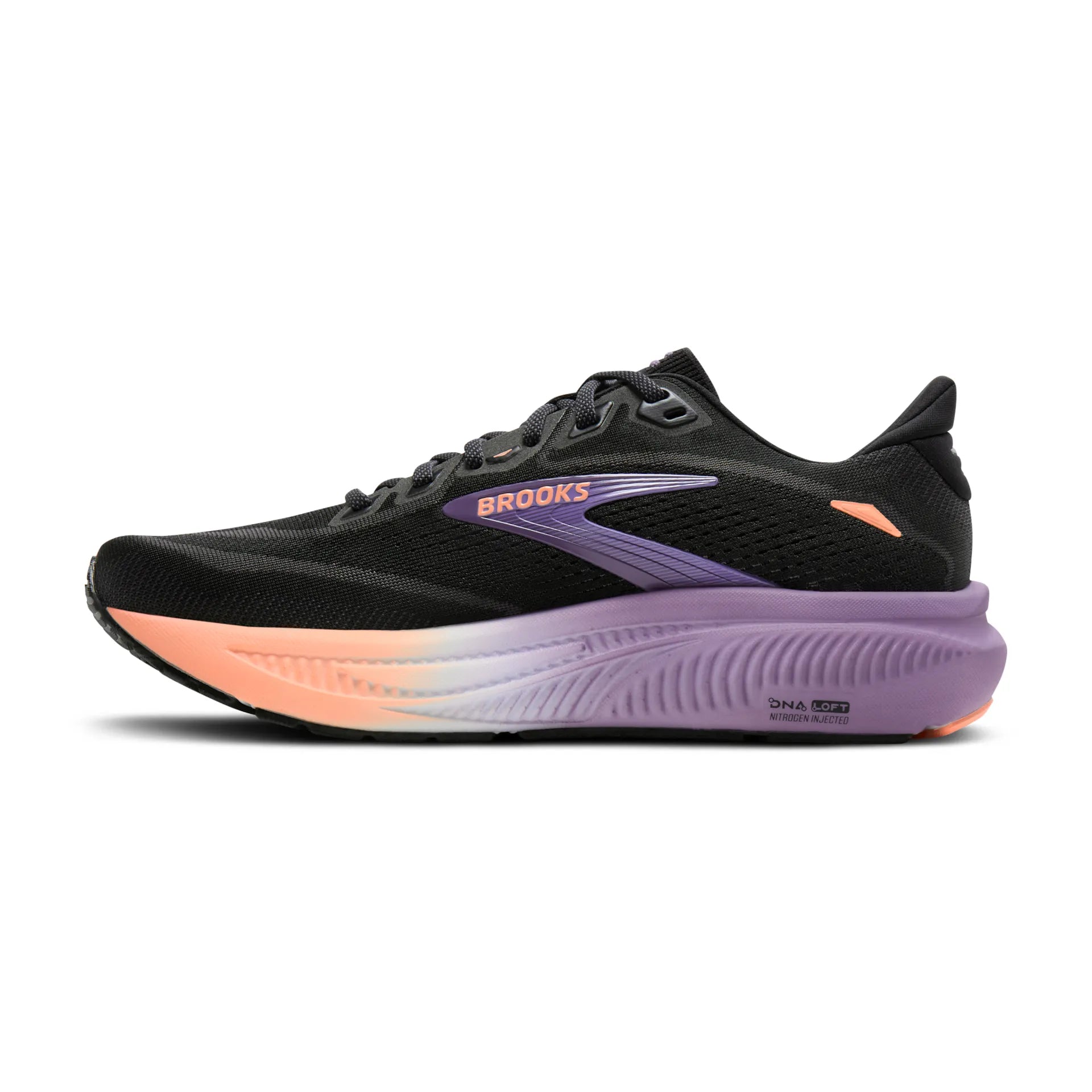 Brooks Damenlaufschuhe Ghost 18 Black/Mulled Grape/Peach, neutraler Straßenlaufschuh mit ausgewogener Dämpfung – Bild 