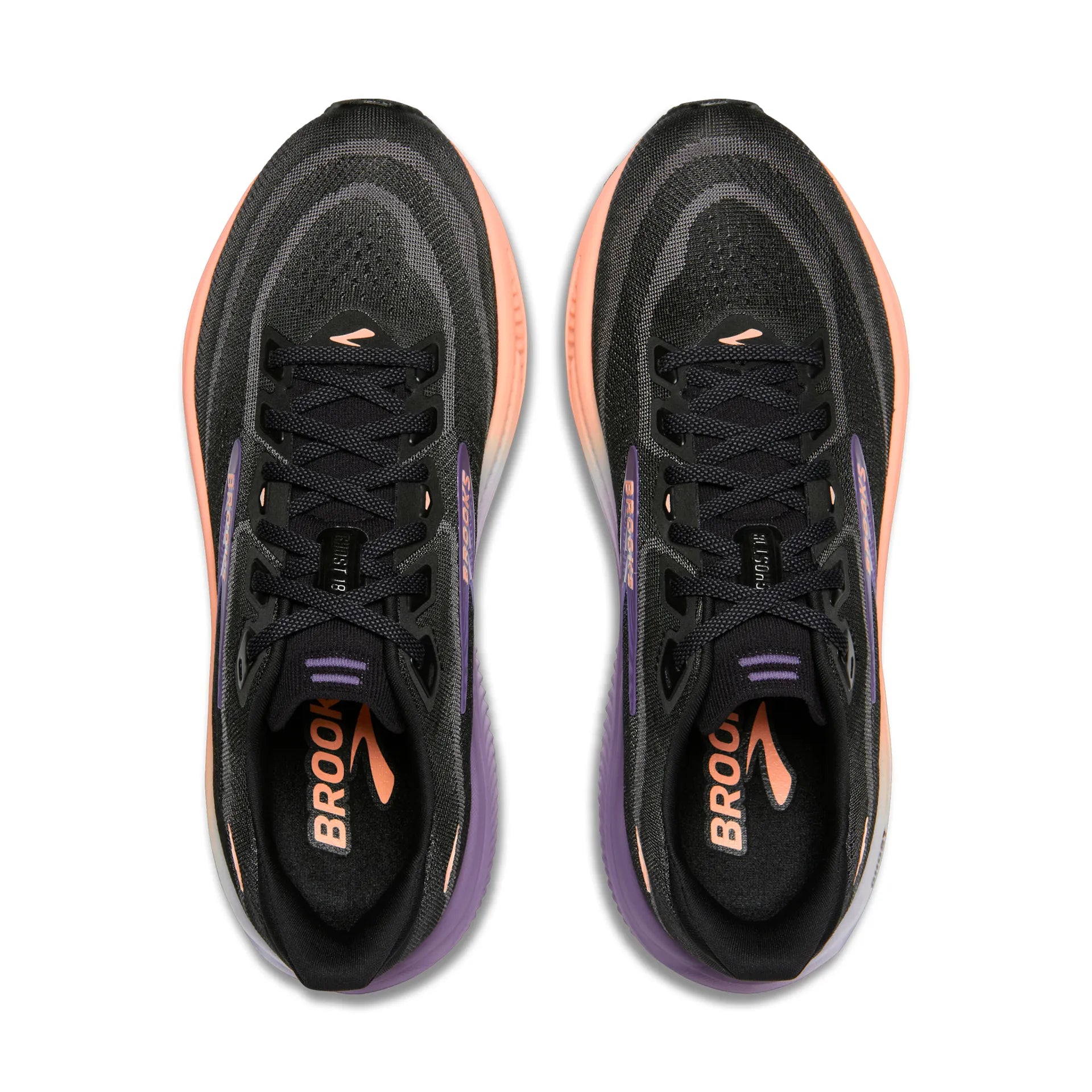 Brooks Damenlaufschuhe Ghost 18 Black/Mulled Grape/Peach, neutraler Straßenlaufschuh mit ausgewogener Dämpfung – Bild 